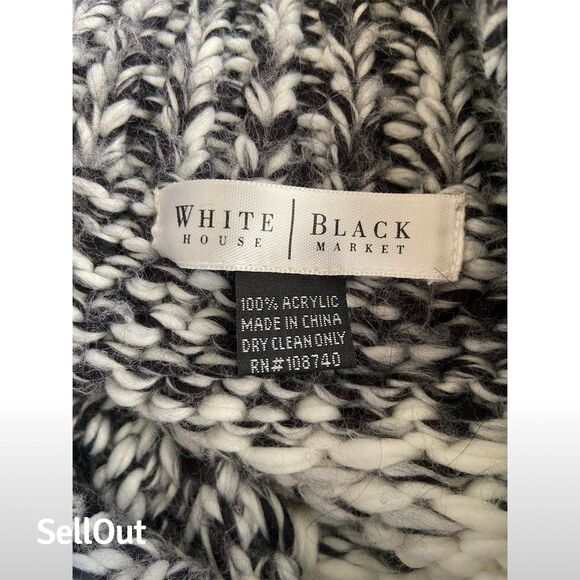 White House Black Market Women's Multicolor Knit Poncho with Fringe One Size - Picture 3 of 3